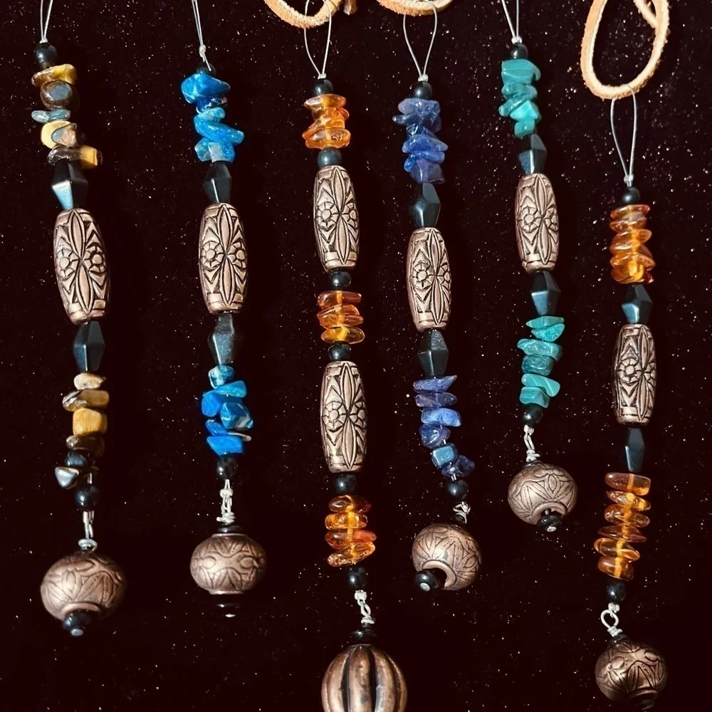 Handcrafted Genuine Stone Ornaments Lapis, Amethyst, Tiger Eye, Amber, Malachite
